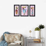 गैलरी व्यूवर में इमेज लोड करें, JaipurCrafts Modern Art Set of 3 Large Framed UV Digital Reprint Painting (Wood, Synthetic, 36 cm x 61 cm)