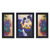 गैलरी व्यूवर में इमेज लोड करें, JaipurCrafts Lord Ganesha Set of 3 Large Framed UV Digital Reprint Painting (Wood, Synthetic, 36 cm x 61 cm) Modern Art 2