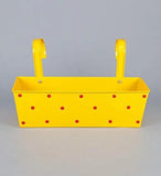 Load image into Gallery viewer, JaipurCrafts Polka Dotted Square Railing Planter, Set of 5 (Magenta, Purple, Green, Red, Yellow)