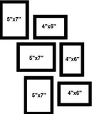 गैलरी व्यूवर में इमेज लोड करें, WebelKart Set of 6 Individual Photo Frame- Multiple Size (3 Units of 4x6, 3 Units of 5x7, Black)