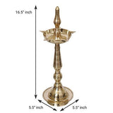 गैलरी व्यूवर में इमेज लोड करें, Webelkart Premium Indian Traditional Brass Table Deepak Samay Diya Oil Diwali Puja Lamp, Golden- 16.50 in
