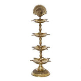 Load image into Gallery viewer, Webelkart Premium Handmade Indian Brass Panch Mahal Diya Lamp Engraved 4 in 1 Adjustable Dia- 10.50 in