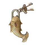 गैलरी व्यूवर में इमेज लोड करें, JaipurCrafts Handmade Old Vintage Style Antique Fish Shape Brass Security Lock with 2 Keys|Home Temple Office