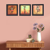 Load image into Gallery viewer, JaipurCrafts Modern Lady Set of 3 Framed UV Digital Reprint Painting (Wood, Synthetic, 26 cm x 76 cm)