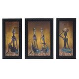 Load image into Gallery viewer, JaipurCrafts Lord Ganesha Set of 3 Large Framed UV Digital Reprint Painting (Wood, Synthetic, 36 cm x 61 cm) Tribal Lady 2