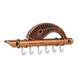 गैलरी व्यूवर में इमेज लोड करें, Webelkart Lord Krishna&#39;s Flute &amp; Peacock Quills Key Stand Key Holder for Home &amp; Office (Genuine)| Antique Brass Key Holder (18.5 X 6 cm, zinc) (Genuine)