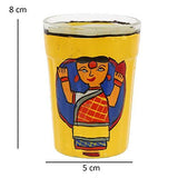 गैलरी व्यूवर में इमेज लोड करें, JaipurCrafts Designer Rajasthani Gold Aluminium Hand Painted Kettle with Serving Tray and 6 Glasses (1 Litre, 22 cm)