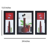 गैलरी व्यूवर में इमेज लोड करें, JaipurCrafts Flower Set of 3 Large Framed UV Digital Reprint Painting (Wood, Synthetic, 36 cm x 61 cm)