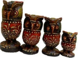 Load image into Gallery viewer, JaipurCrafts Carved Owl Set of 4 Showpiece - 7.62 cm (Wood, Multicolor)