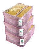 गैलरी व्यूवर में इमेज लोड करें, JaipurCrafts 3 Pieces Flowers Print Non Woven Saree Cover Set, Purple (45 x 35 x 23 cm)