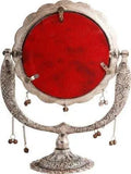 गैलरी व्यूवर में इमेज लोड करें, JaipurCrafts Premium Antique Mirror for Vanity| Make Up| Mirror for Wall| Mirror for Home Decor| Antique Designer Mirror- 12 in (Silver, Aluminium)