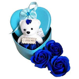 Load image into Gallery viewer, JaipurCrafts Artificial Heart Shaped Box And Teddy And Roses (Green, 1 Teddy, 3 Fragrant Rose Bud Petal Soap, 1 Heart Shape Tin Box, 1 Heart Tag)