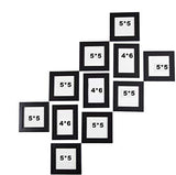 गैलरी व्यूवर में इमेज लोड करें, WebelKart Set of 11 Individual Photo Frame- Multiple Size (3 Units of 4x6, 8 Units of 5x5, Black)