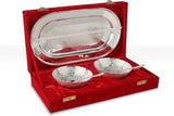 Load image into Gallery viewer, JaipurCrafts Designer Brass Decorative Platter (Silver) -Pack of 5