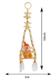 गैलरी व्यूवर में इमेज लोड करें, JaipurCrafts Golden Ganesha on Swing Idol for Gift with Tealight Holder and Wood Tray (17 cm)