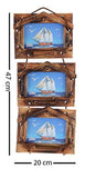 Load image into Gallery viewer, JaipurCrafts Designer Premium Graceful Drop Wooden Collage Frame Set (Brown, Set of 3)