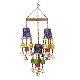 गैलरी व्यूवर में इमेज लोड करें, JaipurCrafts Handcrafted Rajasthani Three Bells Wall Hanging Decorative Showpiece - 26 in (Wood, Iron)