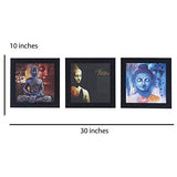 गैलरी व्यूवर में इमेज लोड करें, JaipurCrafts Gautam Buddha Set of 3 Framed UV Digital Reprint Painting (Wood, Synthetic, 26 cm x 76 cm)