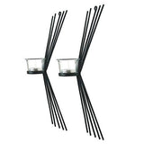 Load image into Gallery viewer, JaipurCrafts Set of 2 Wall sconces 38 cm Long with 2 Glass Cup Candle Holders and Bonus Tealight Candles