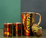 Load image into Gallery viewer, WebelKart JaipurCrafts Copper Modern Art Printed and Outside Lacquer Coated 1500 ml Jug with 2 Glasses