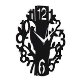 गैलरी व्यूवर में इमेज लोड करें, JaipurCrafts Designer Tree and Bird Round Wood Wall Clock (Black)