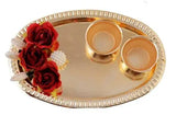 Load image into Gallery viewer, JaipurCrafts Premium Festive Collection Premium Roses Pooja Thali Set