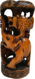 गैलरी व्यूवर में इमेज लोड करें, JaipurCrafts Lion-Elephant Shikaar Showpiece - 20.32 cm (Wood, Brown)