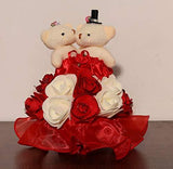 Load image into Gallery viewer, JaipurCrafts Cotton Romantic Valentine Love Teddy Revolving Statue with Music (20 cm; Red)