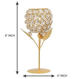 Load image into Gallery viewer, WebelKart Crystal Rose Brass Candle Holder for Decoration - Set of 2 (8.50 in)