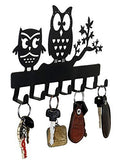 Load image into Gallery viewer, JaipurCrafts Owl Duo Metal Key Holder with 7 Hooks (Black, 10.6 X 6.1 X 0.8 Inch)