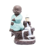 गैलरी व्यूवर में इमेज लोड करें, WebelKart JaipurCrafts Ceramic Kung-Fu Style Monk Buddha Smoke Back Flow Cone Incense Holder (Green)