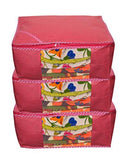 गैलरी व्यूवर में इमेज लोड करें, JaipurCrafts 3 Pieces Non Woven Saree Cover Set, Pink (45 x 35 x 22 cm)