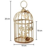 Load image into Gallery viewer, Webelkart Gold Colour Metal Iron Bird Cage Tea Light Holder with Flower Vine