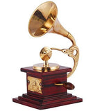 Load image into Gallery viewer, JaipurCrafts Sparkle Square Glossy Brass Gramophone Showpiece - 17 cm (Brass, Brown, Gold)