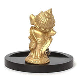 गैलरी व्यूवर में इमेज लोड करें, JaipurCrafts Golden Ganesha Dancing Ganesh Idol for Gift with Tealight Holder and Wood Tray (17 cm)