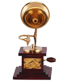 गैलरी व्यूवर में इमेज लोड करें, JaipurCrafts Sparkle Square Glossy Brass Gramophone Showpiece - 17 cm (Brass, Brown, Gold)