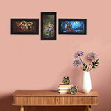 Load image into Gallery viewer, JaipurCrafts Radha Krishna Set of 3 Large Framed UV Digital Reprint Painting (Wood, Synthetic, 33 cm x 61 cm)