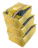 गैलरी व्यूवर में इमेज लोड करें, JaipurCrafts 3 Pieces Non Woven Saree Cover Set, Golden (45 x 32 x 22 cm)