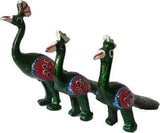 गैलरी व्यूवर में इमेज लोड करें, JaipurCrafts Peacock Family Showpiece - 10.16 cm (Wood, Multicolor)