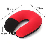 Load image into Gallery viewer, WebelKart U-Shaped Neck Pillow - 12&quot; x 12&quot; (Red and Black) Soft Foam Neck Travel Pillow for Car, Train, Flight, Bus