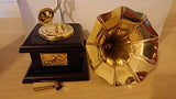 Load image into Gallery viewer, JaipurCrafts Sparkle Square Gramophone Showpiece - 23 cm (Brass, Brown, Gold)