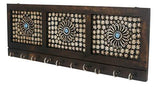 Load image into Gallery viewer, JaipurCrafts Beautiful Silver Flower Studded Wooden Key Holder (10 Hooks, Brown, Silver)