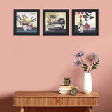 Load image into Gallery viewer, JaipurCrafts Flower Vas Set of 3 Framed UV Digital Reprint Painting (Wood, Synthetic, 26 cm x 76 cm)