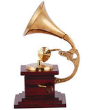 गैलरी व्यूवर में इमेज लोड करें, JaipurCrafts Sparkle Square Glossy Brass Gramophone Showpiece - 17 cm (Brass, Brown, Gold)
