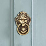 गैलरी व्यूवर में इमेज लोड करें, WebelKart Brass Lion King Face Door Knocker (15 x 3 x 9 cm, Golden)