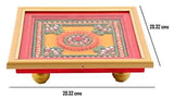 गैलरी व्यूवर में इमेज लोड करें, JaipurCrafts Decorative Kundan Studded Wooden, Glass, Ceramic All Purpose Chowki