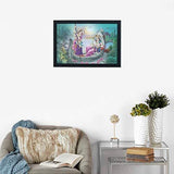 गैलरी व्यूवर में इमेज लोड करें, JaipurCrafts Radha Krishna Large Framed UV Digital Reprint Painting (Wood, Synthetic, 36 cm x 51 cm)