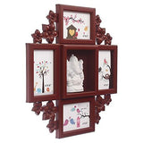 Load image into Gallery viewer, Webelkart Premium Collage Photo Frame with Lord Ganesha Idol (Photo Size - 4 x 6, 4 Photos) (Wooden Color)