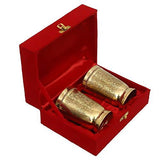 Load image into Gallery viewer, WebelKart Set of 2 Pure Brass 300 ml Handwork Glasses in a Gift Box for Diwali Gifting