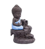 Load image into Gallery viewer, JaipurCrafts Maditating Monk Buddha Smoke Back flow Cone Incense Holder| Decorative Showpiece- with 6 free Smoke Back flow Scented Cone Incenses